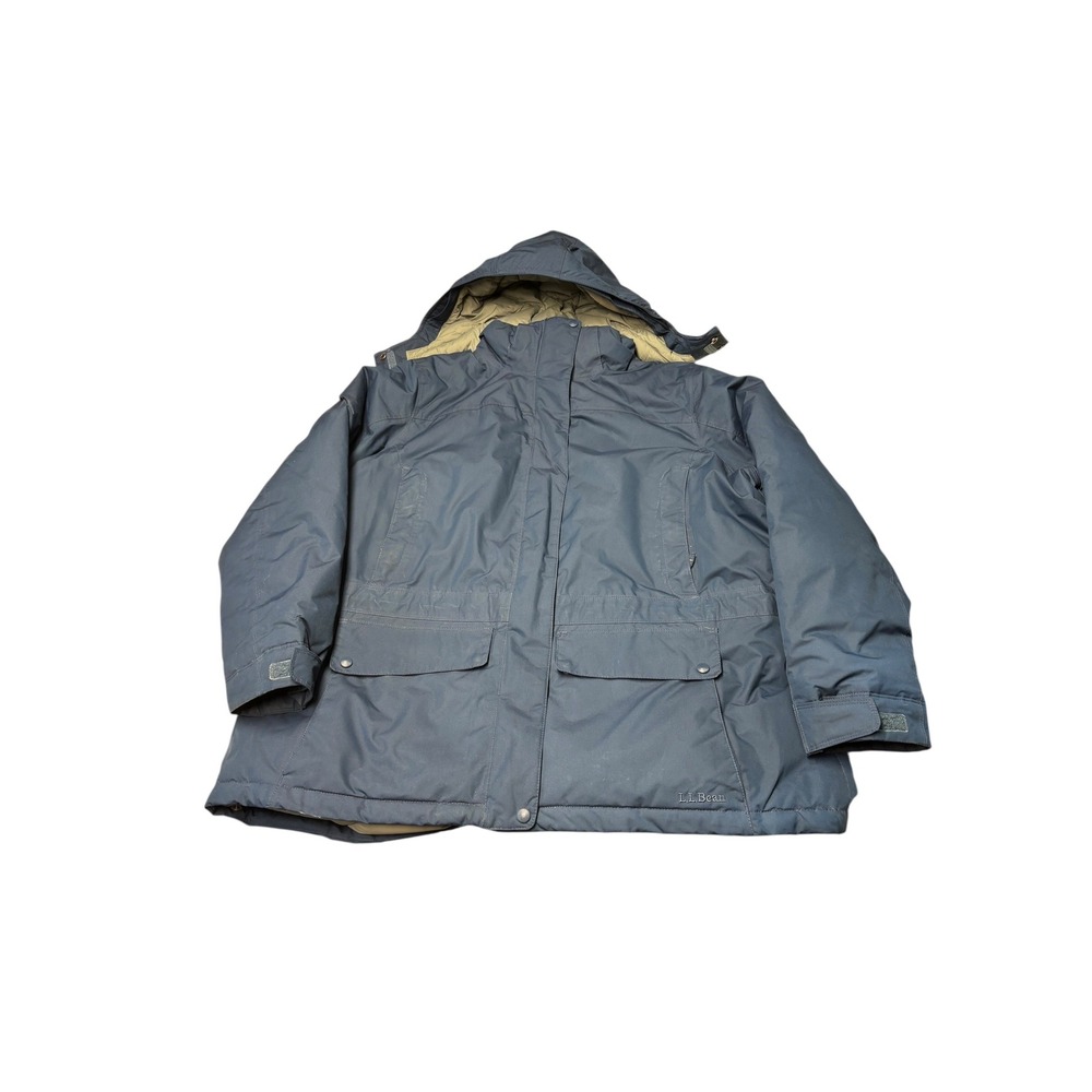 LL Bean‎ Womens 2X Down Insulated Winter Parka Jacket Navy Blue 258985